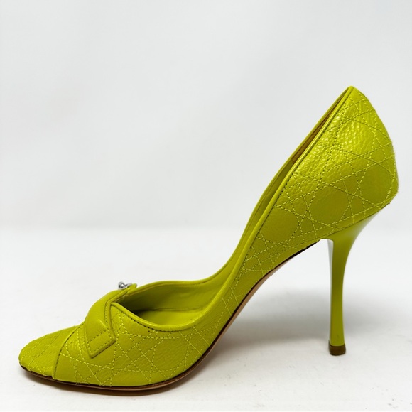 Christian Dior Leather Charm Peep Toe Heels 38 - Picture 7 of 11